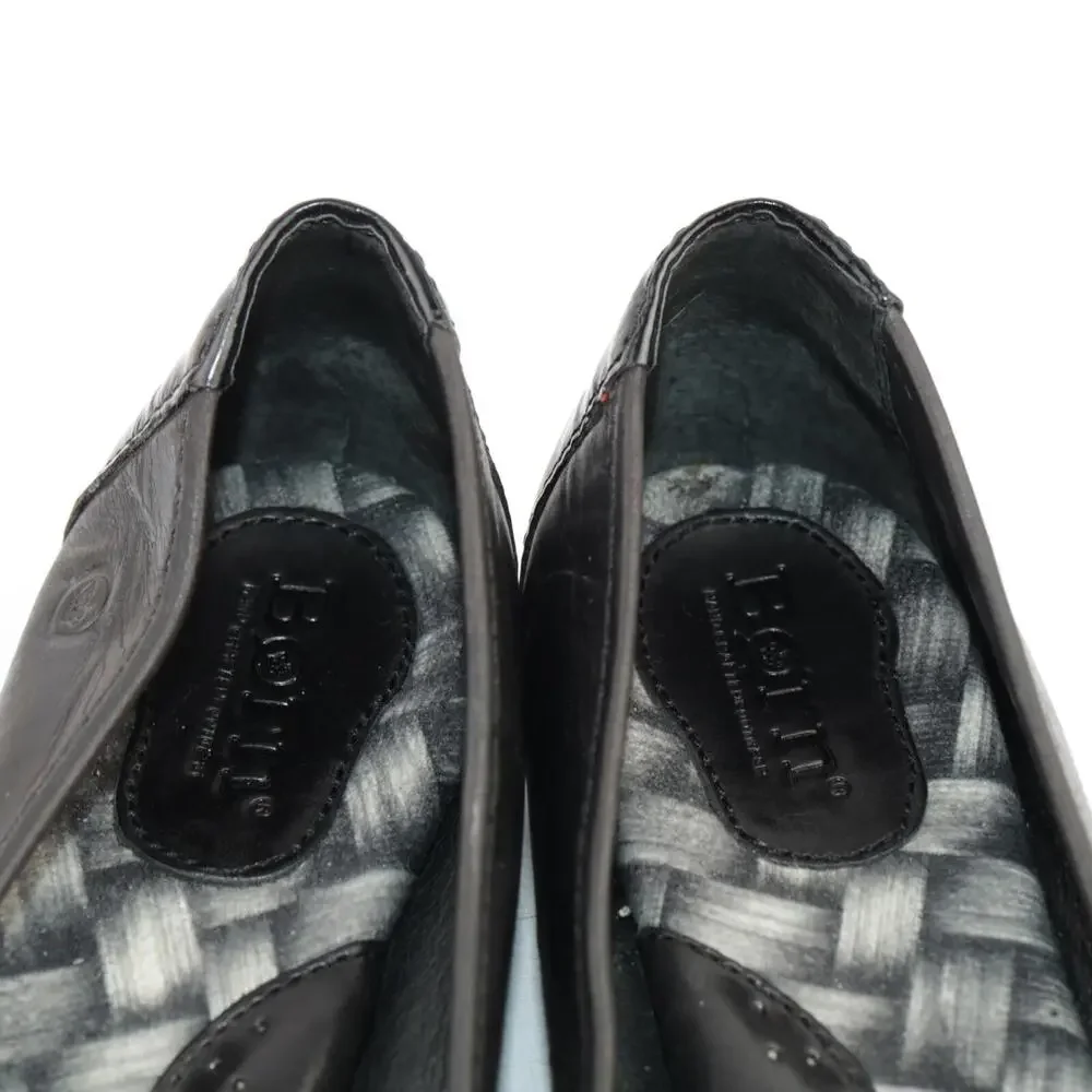 Born Womens Masia Ballet Flats Size 7 Black Leather Patent Cap Toe Slip On Shoes